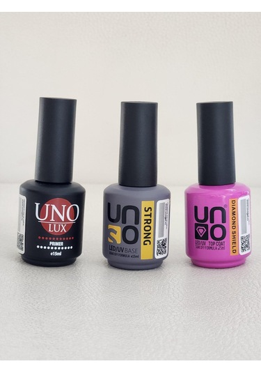 Uno Primer 15 ML + Stron Base 15 ML + Daimond Top Coat 15 ML Kalıcı Oje Seti