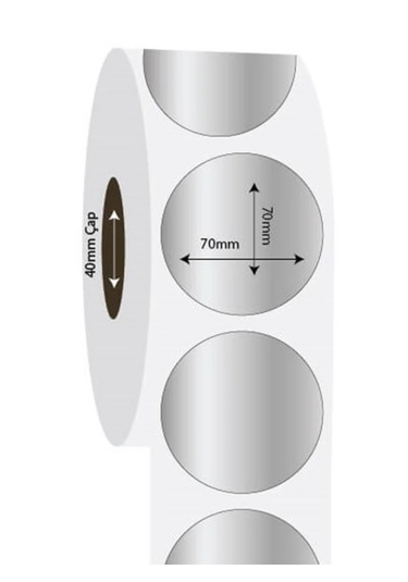 Aysan Etiket Boş Yapışkanlı Gümüş Metalize Barkod Etiketi 70mm Çap 1