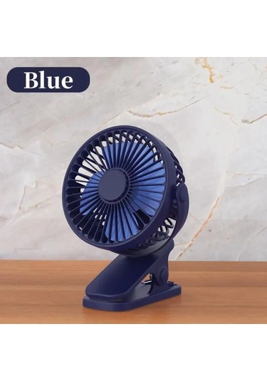 Mini Taşınabilir Klipsli Fan, Usb Şarj, Sessiz, Elektrikli Mavi,