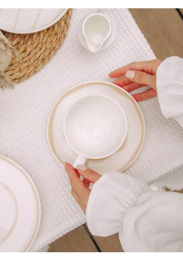 Sl Home Çay Ve Kahve İçin Porselen Hediye Kupa, 270 Ml Tabak İle 248471308 Beyaz