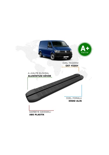 Volkswagen Transporter Yan Basamak Kısa Şasi 2016 2018 Model S-line Siyah