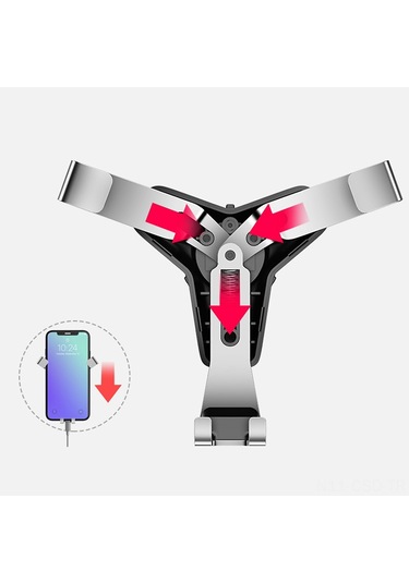 Samdoo Y-şekilli Otomobil Telefon Tutucusu, 360 Derece Döner, Ağırlıklı Metal Alüminyum, Klima Vanası Montajı, Siyah/gümüş/altın GÜMÜŞ