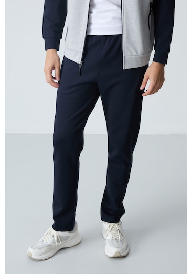 Tommy Life Gri Lacivert Dik Yaka Çift Renk Rahat Form Klasik Paça Erkek Eşofman Takımı - 85113 Gri - Lacivert