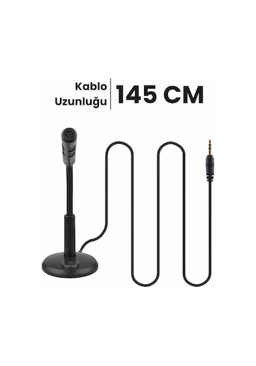 Hd Ses Gürültü Önleyicili Bilgisayar Mikrofonu Aux 3.5mm 2 Boğumlu