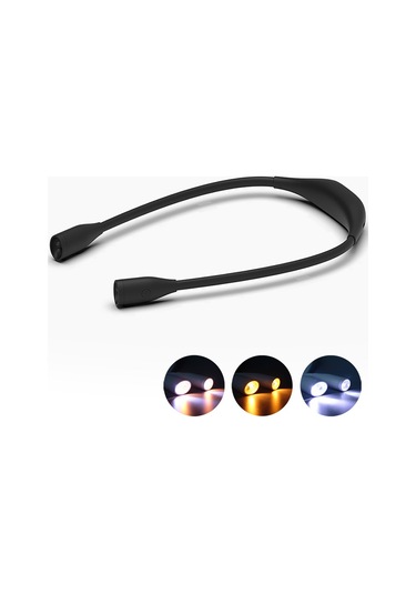 Dofolink Usb Şarjlı Led Boyun Lambası - Öğrenci Göz Koruyucu Okuma Işığı, Dışarıda Kullanım, Siyah, Sürekli Işık Ayarı Ve Üç Renk Tonu Diğer