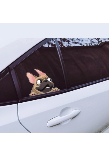 Sekiz Çizgi Film Köpek Yavrusu Araba Çıkartması Çok Renkli