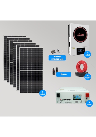 6.2 Kw Lityum Akülü Hazır Solar Paket Kolay Kurulum Orta Paket
