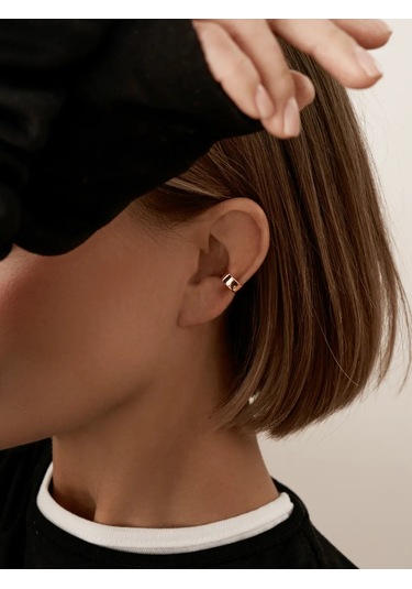 Zoloto Russkih 925 Ayar Gümüş Kaplama Mono Küpe, Delme Gerektirmeyen Kafse Küpe 223122436 Altın