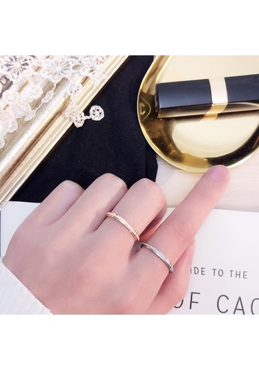 Rose Gold Basit Fırçalama Paslanmaz Çelik Kadın Yüzük Genişliği Gül Altın Renk Parmak Hediye Kız Takı Için 6mm-4