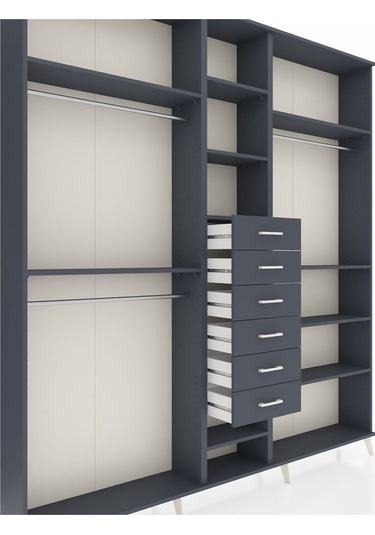 Arges Dolap 10 Raflı 6 Çekmeceli 3 Askılı 220x30x243 Antrasit-antrasit/antrasit Antrasıt/antrasıt Arges Dolap 10 Raflı 6 Çekmeceli 3 Askılı 220x30x243 Antrasit-antrasit/antrasit Antrasıt/antrasıt