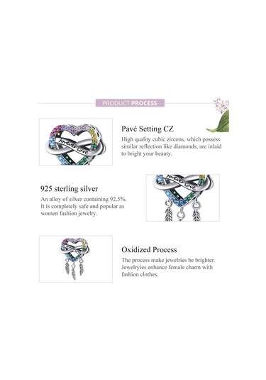 Wostu Açacağı Renkli Rhinestones Kalp Şeklinde Dreamcatcher 925 Ayar Gümüş Göz Alıcı Boncuk Fit Orijinal Bilezik Bileklik Dıy Güzel Takı Gümüş