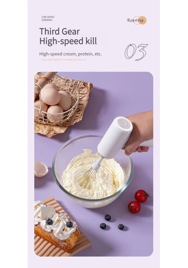 Novahub Kablosuz Şarj Edilebilir Beyaz Yumurta Çırpıcı Usb Beyaz