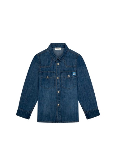 Erkek Çocuk Cepli Denim Gömlek Mnt25e205 Mavi