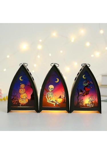 Cadılar Bayramı Gece Lambası, Balkabağı İskelet Cadı Cadılar Bayramı Masa Dekorasyonu - Cadılar Bayramı Partileri Cadı Çok Renkli