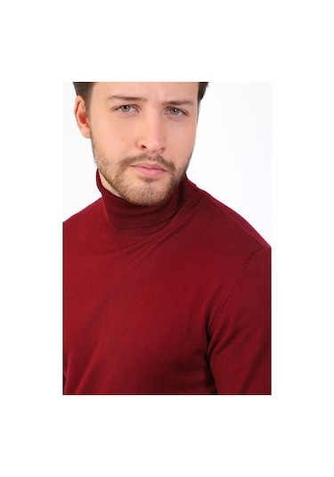 Ferraro Bordo Balıkçı Yaka Pamuk Kazak Bordo