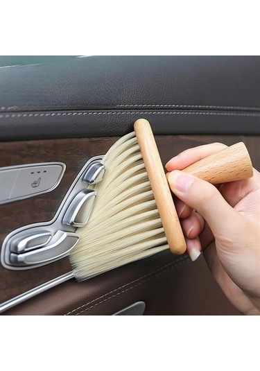 Büro Ev Ofis Arabası İçin Araç İçin Ahşap Saplı Hassas Kıl Fırça Oto Toz Alma Fırçası