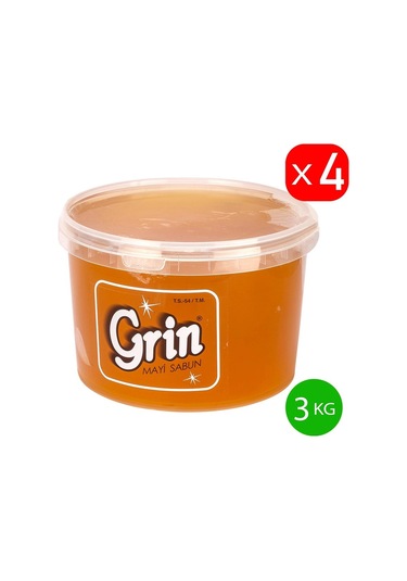 Parlatıcı Jel Arap Sabunu, 4 adet 3 KG Ayçiçek Yağlı Macun Formunda Sabun (Toplam 12 KG)