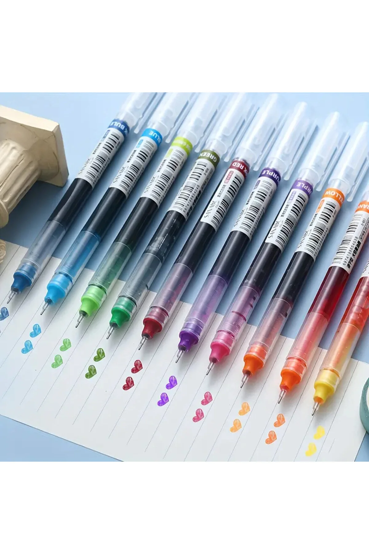 12 Adet Hızlı Kuruyan Nötr Renk Tükenmez Kalem - 0.5mm İğne Karbon Kalem Çok Renkli