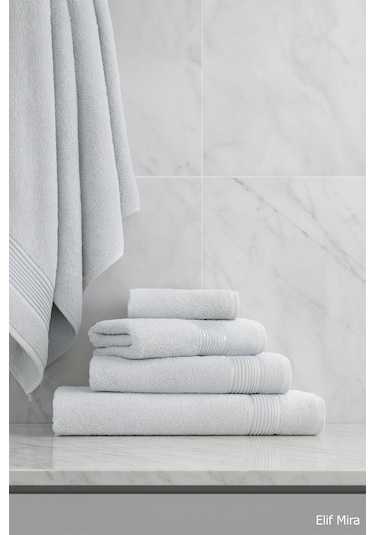 6 Parça Banyo Havlusu Seti Pamuklu 70x140 Cm Serenio Açık Gri-açık Gri