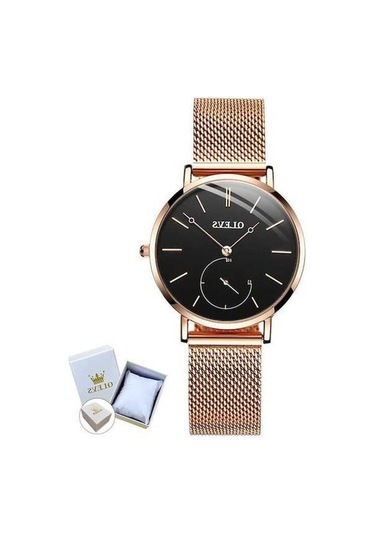 Novahub İnce Kadran Su Geçirmez Kadın Saati - Siyah Paslanmaz Çelik - Bayan İzle Saat Siyah