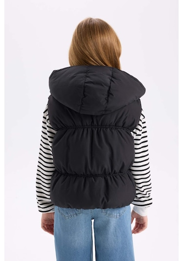 DeFacto Kız Çocuk Su İtici Kapüşonlu Fermuarlı Şişme Yelek D6918A825SPBK27