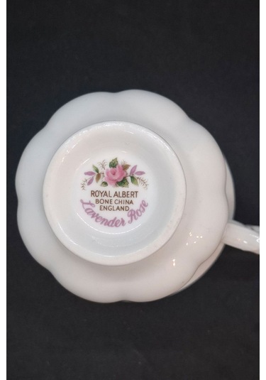 Lavender Rose Bone China Antika Duble Boy Kahve Fincanı 3 Parça 180 Ml Beyaz - Lavanta