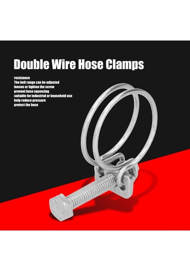 Samdoo 201 Paslanmaz Çelik Çift Tel, Korozyona Dayanıklı, Ayarlanabilir Hortum Klipsi, 19-22 Mm Aralığı