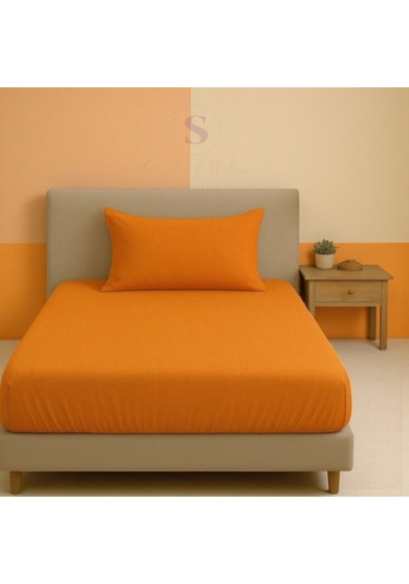 Shules Collection Keten Buldan Tek Kişilik Çarşaf + Yastık Kılıfı Turuncu