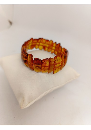 Kehribar Organik Şifa Taşı Taşı Bileklik-1027 Açık Kahverengi