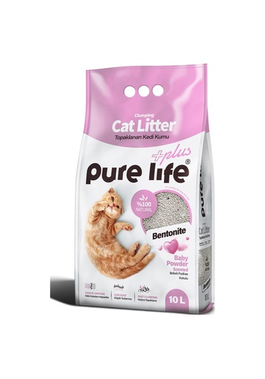 Pure Life Plus Bebek Pudralı Kalın Bentonit Kedi Kumu 10 L