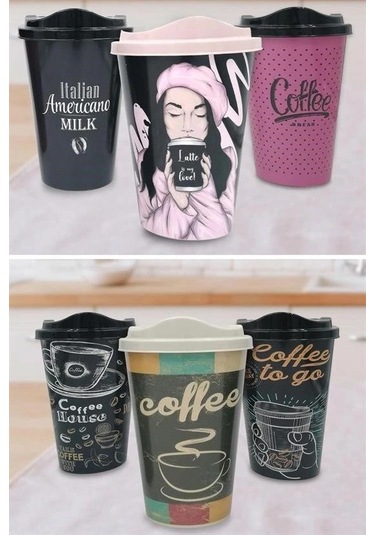 Buffer 3 Adet Kahve Bardağı Seti Dekoratif Plastik Kahve Muhafaza Bardağı Çok Renkli