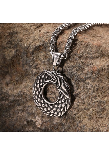 İskandinav Ejderha Dragon Paslanmaz Çelik Kolye Çok Renkli