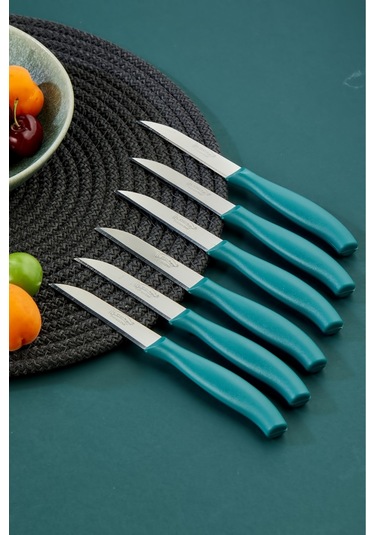 Cooker 12 Li Lüx Paslanmaz Çelik Sebze Ve Meyve Bıçağı Yeşil