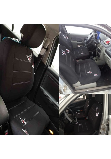Ximistore9 Siyah Kelebek Desenli 4 Parça Araç Koltuk Kılıfı Seti - Suv, Sedan, Minivan İçin Pratik Ve Şık Koruma