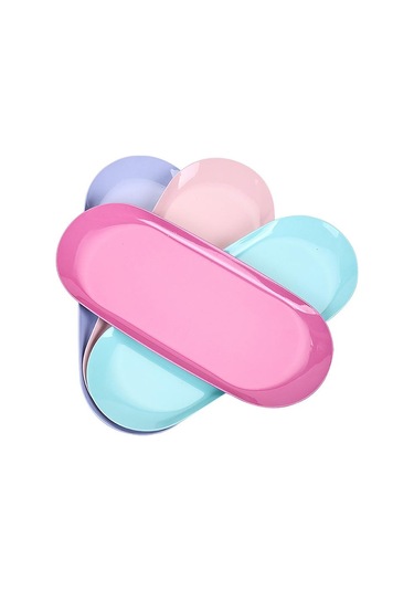 Paslanmaz Çelik Takı Tepsisi Masaüstü Saklama Tabağı Kozmetik Takı Tabağı Metal Tepsi Pembe