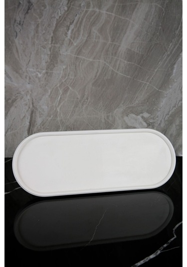 Betonmall 7 Parça Mermer Desenli Beton Banyo Seti Sıvı Sabunluk Diş Fırçalık Pamukluk Mumluk Tepsi Saksı - Beyaz Beyaz