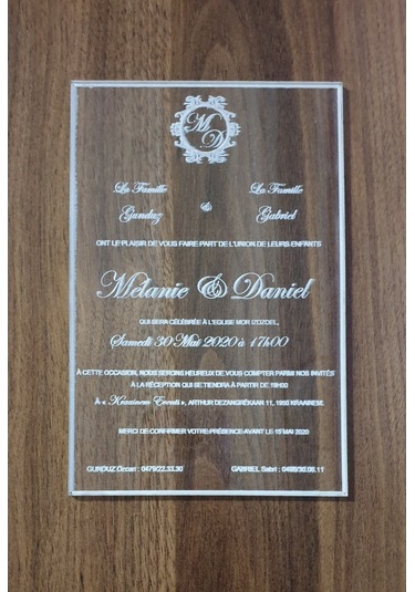 Hdrlazerdizayn Ayna Pleksi Veya Şeffaf Pleksi Dikdörtgen Şeklinde Davetiye