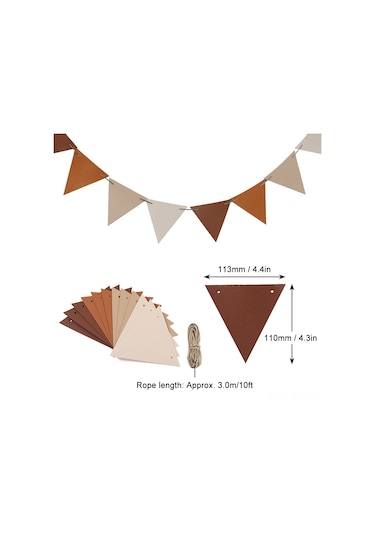 Kangvka 3 Metre Deri İp Kamp Bayrakları - Kahverengi Seri, 12 Adet Bayrak İle Dış Mekan Kullanıma Uygun Kahverengi