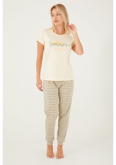Arnetta 2483 Kadın Kısa Kol Pijama Takım Fildişi