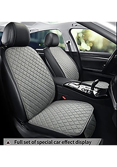 Araba Koltuk Deri Minderi 7 Parça Ön Ve Arka Oturak Sırt Dayama Minder Gri-gri