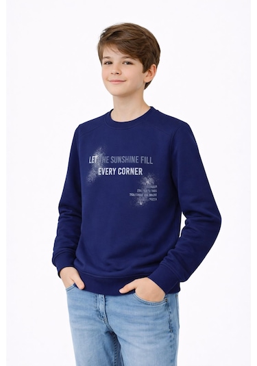 Baglan Erkek Çocuk Önü Arkası Baskılı Sweatshirt Bgl-st05231 Lacivert