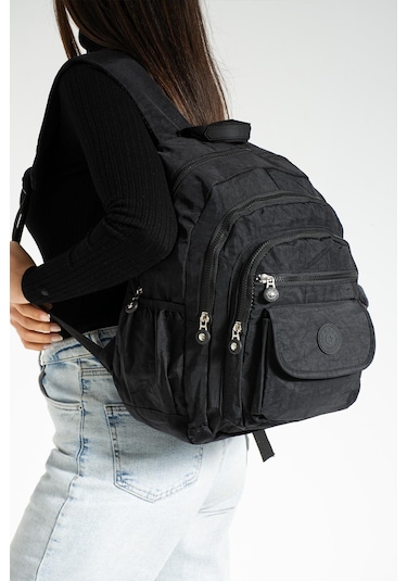 Orta Boy Sırt Çantası Ultra Hafif Çok Cepli Unisex Siyah Model: 571-3j - Siyah