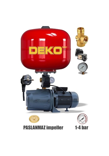 Deko Jetv100v Paslanmaz Metal Dişli 24lt Tanklı Jet Hidrofor Set