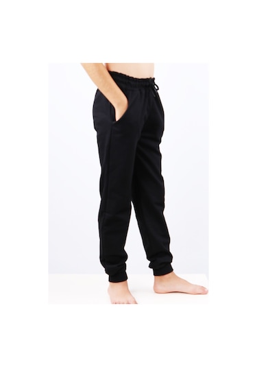 Çocuk Unisex Okul Eşofman Altı Ribanalı C8 Siyah