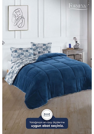 Formeya Mavi Tek Kişilik Wellsoft Yorgan Yastık Kılıflı