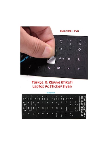 Klavye Sticker, Türkçe Q Klavye Etiketi Laptop Pc Sticker Siyah Pvc