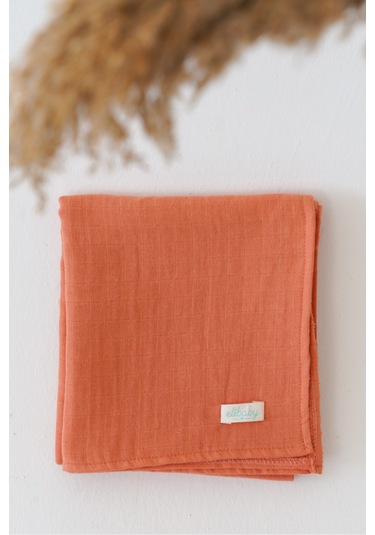 Organik Pamuk Çift Katlı Müslin Örtü Tarçın 75x85 CM Tarçın