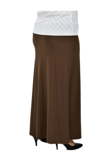 Kadın Kumaş Lastikli Kemer Balık Model Etek Bgl-st04204 Açık Kahverengi