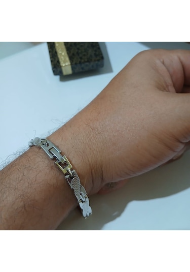 Argelon Silver Erkek Gümüş Bileklik 925 Mıknatıslı Gümüş Bileklik Özel Tasarım Luxery Bileklik Altın - Gümüş Argelon Silver Erkek Gümüş Bileklik 925 Mıknatıslı Gümüş Bileklik Özel Tasarım Luxery Bileklik Altın - Gümüş
