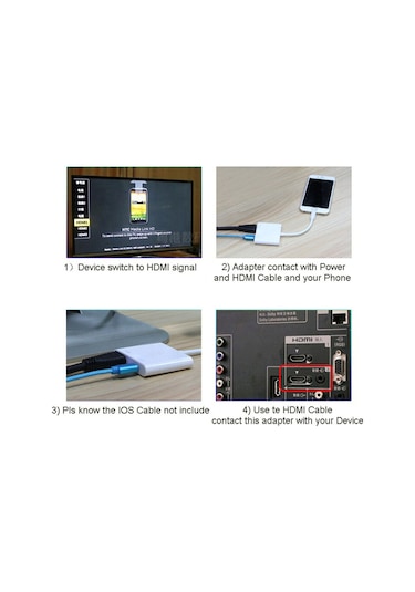 Gajeena İphone Uyumlu İpad İçin Lightning'den Hdmı'ye 1080p Hd Video Akış Adaptörü - Tv/projektör Ekran Yansıtma Kablosu Beyaz